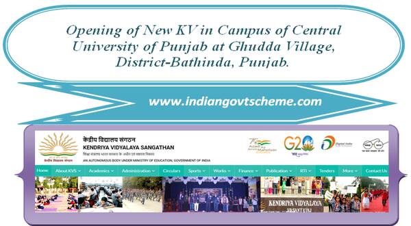 opening of new kv in campus of central university of punjab at ghudda village district bathinda punjab