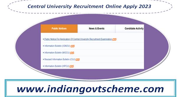 Central University Recruitment Online Apply 2023 