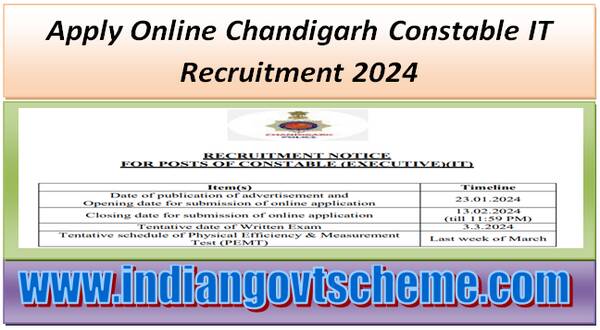 Apply Online Chandigarh Constable IT Recruitment 2024