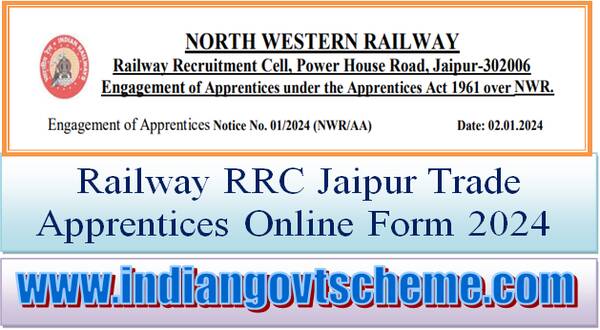 Railway RRC Jaipur Trade Apprentices Online Form 2024