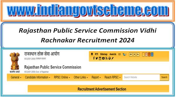 Rajasthan Public Service Commission Vidhi Rachnakar Recruitment 2024