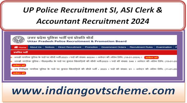 UP Police Recruitment SI, ASI Clerk & Accountant Recruitment 2024