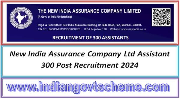 New India Assurance Company Ltd Assistant 300 Post Recruitment 2024