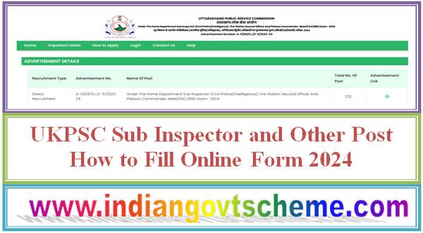 UKPSC Uttarakhand Police Sub Inspector (Civil Police/Intelligence), Fire Station Second Officer And Platoon Commander Recruitment 2024