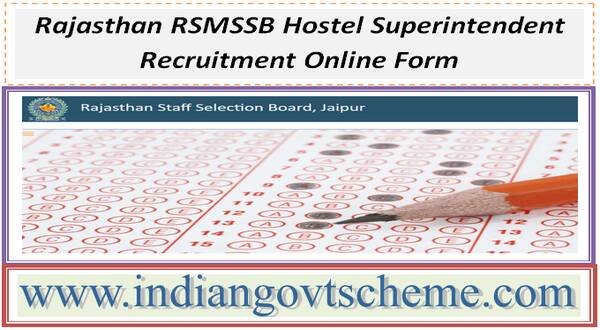 Rajasthan RSMSSB Hostel Superintendent Recruitment Online Form