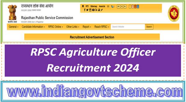 RPSC Agriculture Officer Recruitment 2024 Apply Online