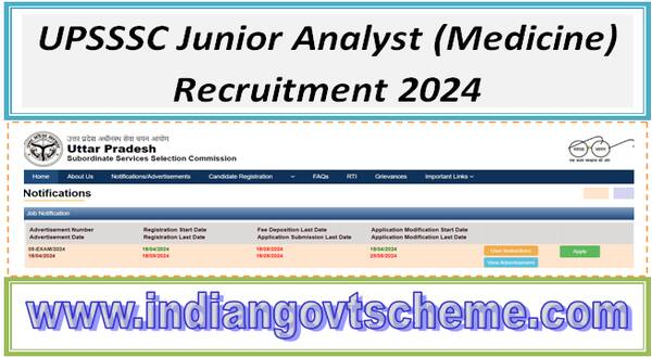 UPSSSC Junior Analyst (Medicine) Recruitment 2024