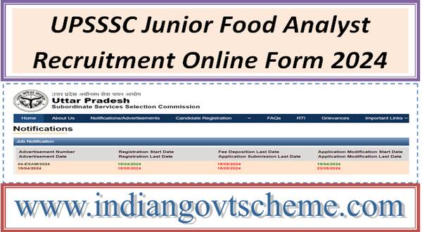 UPSSSC Junior Food Analyst Recruitment Online Form 2024