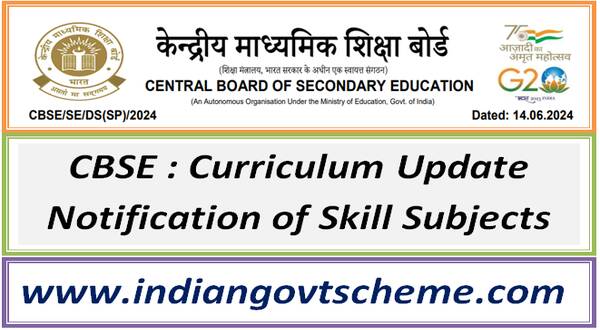 CBSE : Curriculum Update Notification of Skill Subjects