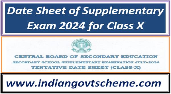 Date Sheet of Supplementary Exam 2024 for Class X