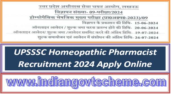 UPSSSC Homeopathic Pharmacist Recruitment 2024 Apply Online