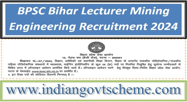 BPSC Bihar Lecturer Mining Engineering Recruitment 2024