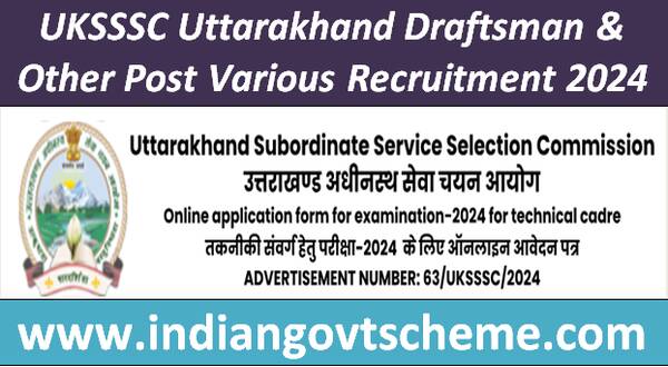 UKSSSC Uttarakhand Draftsman & Other Post Various Recruitment 2024