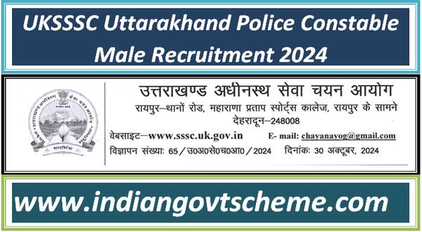 UKSSSC Uttarakhand Police Constable Male Recruitment 2024