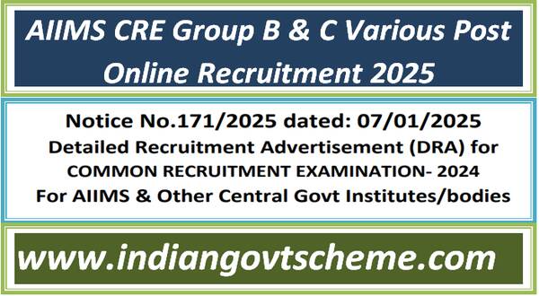 AIIMS CRE Group B & C Various Post Online Recruitment 2025