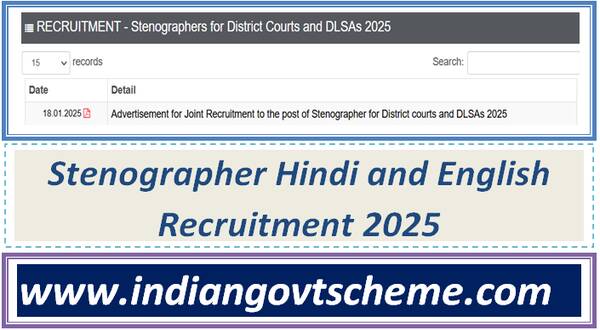 Stenographer Hindi and English Recruitment 2025