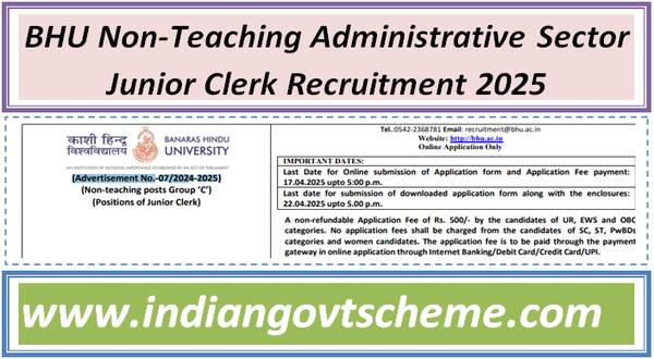 BHU Non-Teaching Administrative Sector Junior Clerk Recruitment 2025