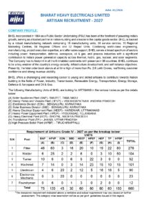 BHEL Artisan Recruitment 2026 - Apply Online for 660 Posts